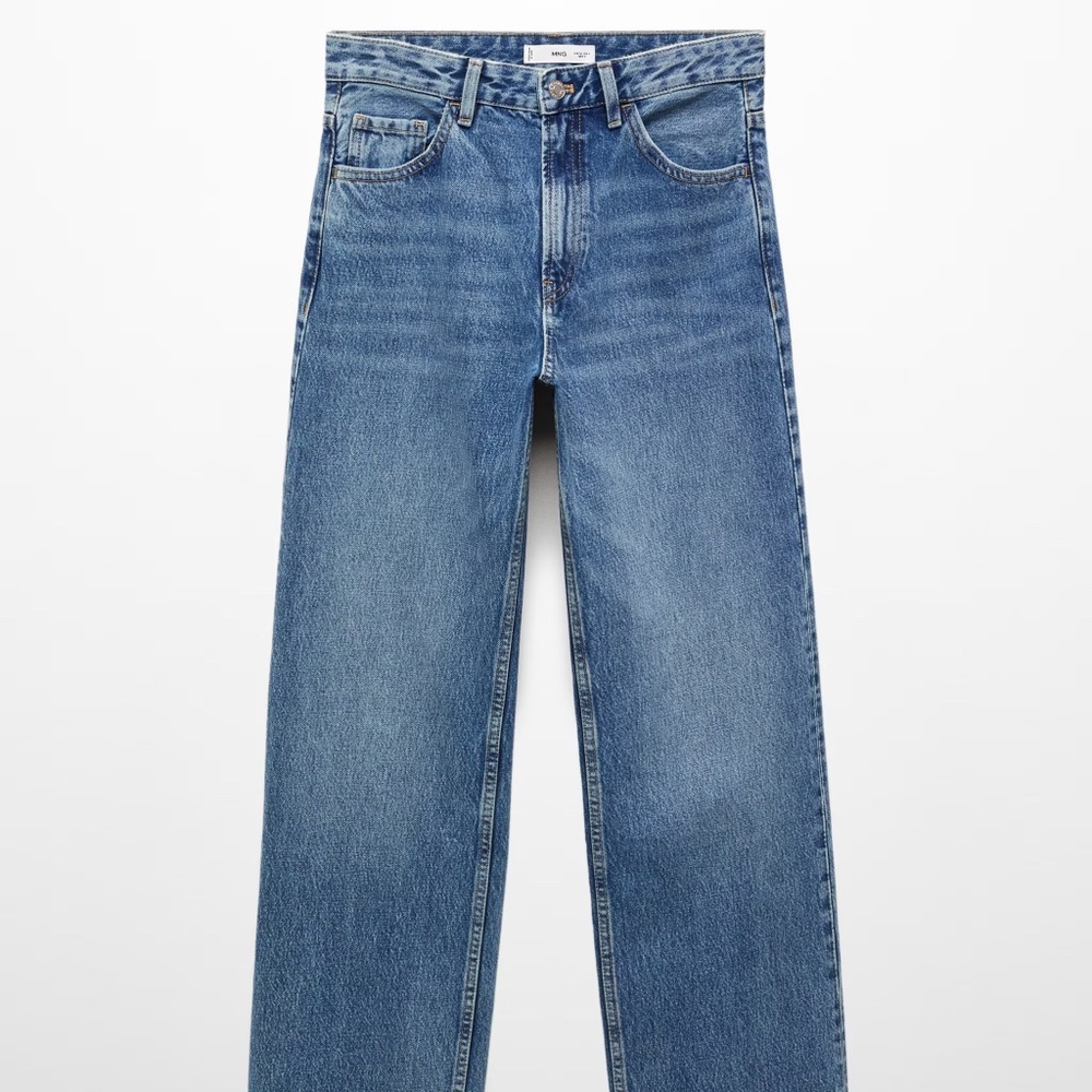 Mango MNG Miami Mid-Rise Straight Jeans Sz 2 Med Blue NWT